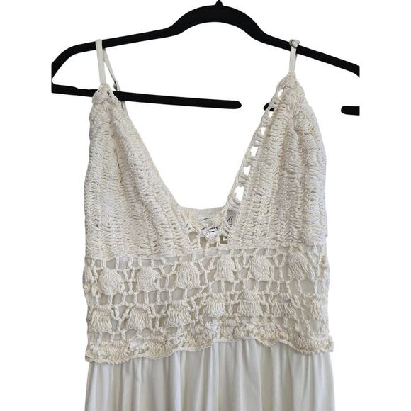 Goa Japna Babydoll Sundress Beachwear M Cream Crochet Lightweight Made in India - Picture 3 of 8